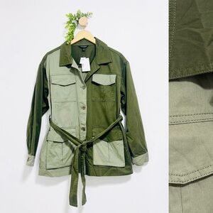 Banana Republic NWT Green Military Button Down Waist Tie Jacket